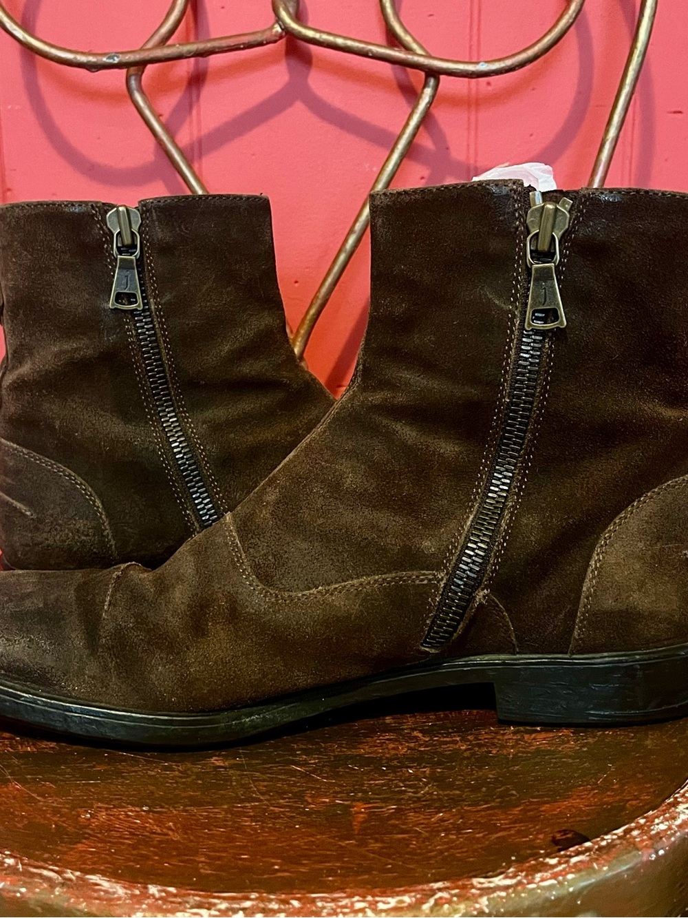 Men’s John Varvatos brown zip ankle boots 12 - Picture 5 of 7